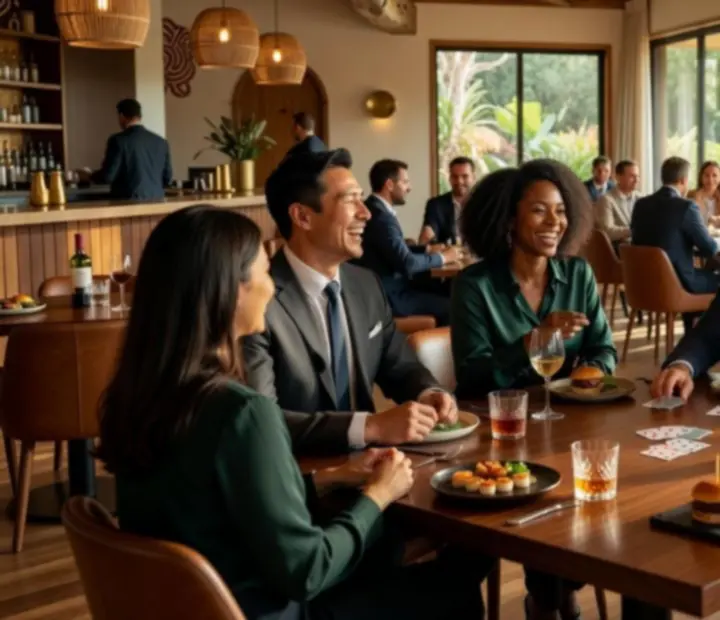 Group hospitality event in an Australian restaurant and poker lounge setting