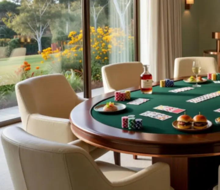 Private poker table experience with hosted offline poker and shared plates