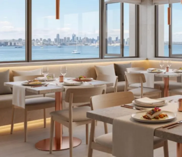 Bright Australian restaurant interior with card room details and poker tables